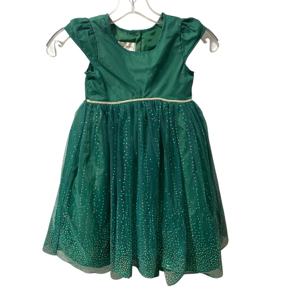 Mia & Mimi green tulle special occasion festive dress sparkle girls 5T